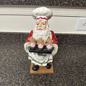 Santa Baking Gingerbread Cupcakes Statue Mr Claus Christmas Bakery